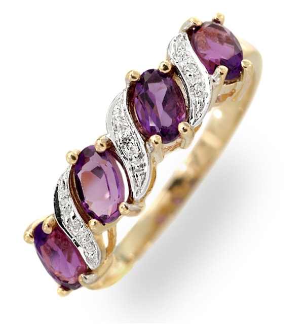 AMETHYST 0.74CT AND DIAMOND 9K GOLD RING – Best Rings